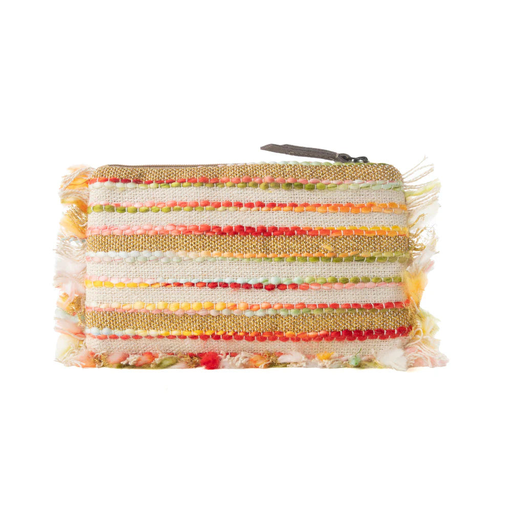 MYRA EYE OF THE STORM BEADED POUCH IN GOLD GAZE