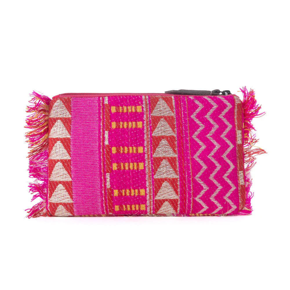 MYRA EYE OF THE STORM BEADED POUCH IN PINK MIRAGE
