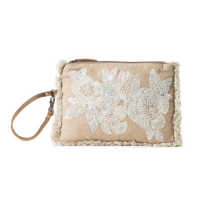 MEADOW LACE EMBROIDERED POUCH