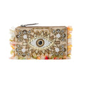 MYRA EYE OF THE STORM BEADED POUCH IN GOLD GAZE