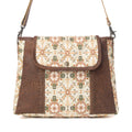 MYRA OAKLINE COTTON & LEATHER SHOULDER BAG IN OAT BROWN