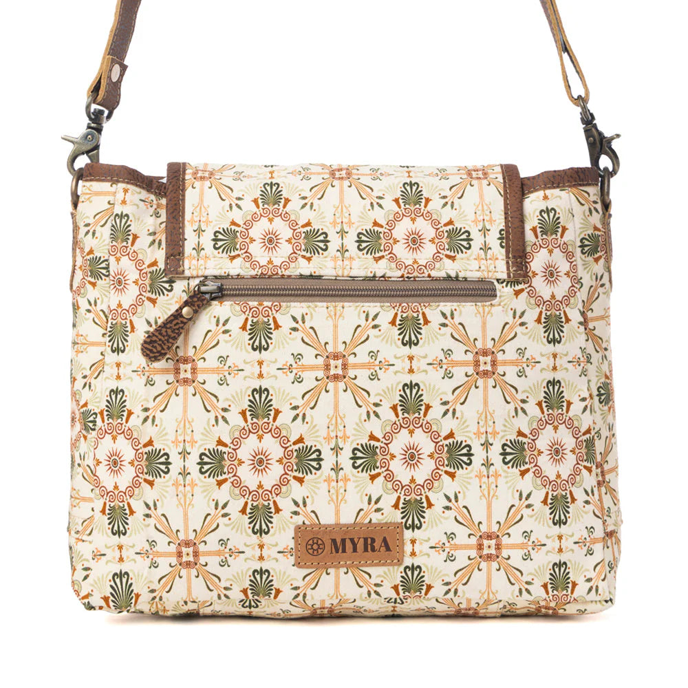 MYRA OAKLINE COTTON & LEATHER SHOULDER BAG IN OAT BROWN