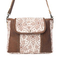 MYRA OAKLINE COTTON & LEATHER SHOULDER BAG IN MOCHA BEIGE